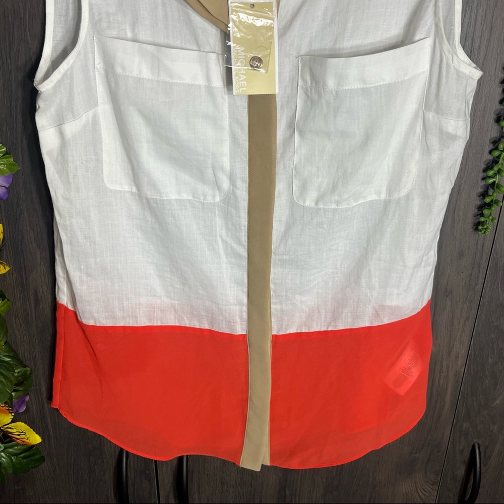 „💙2/$40💙NWT Michael Kors Sleeveless Button Down Blouse Size Small - Picture 12 of 16